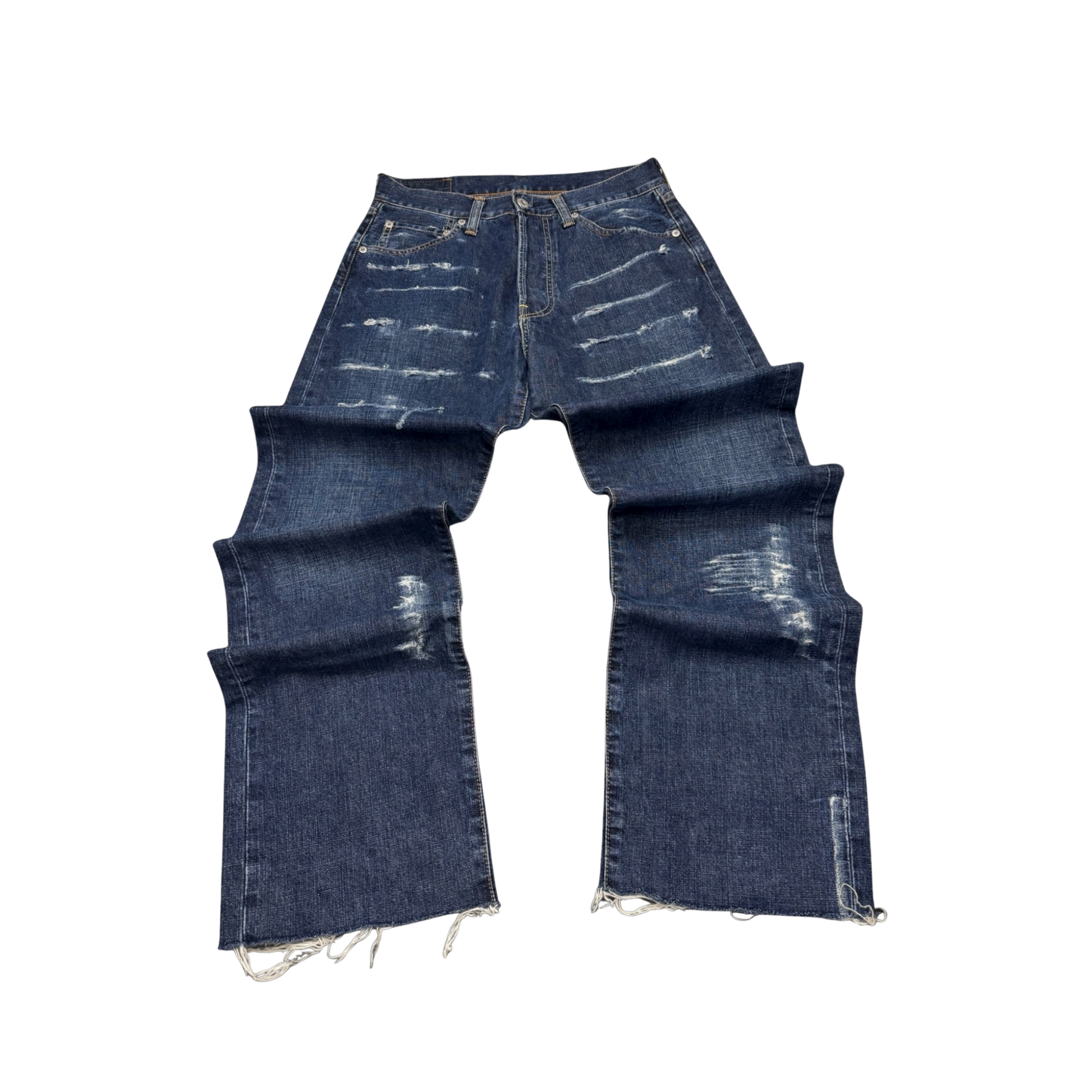 Levi's Heavily Distressed Wide Leg Jeans