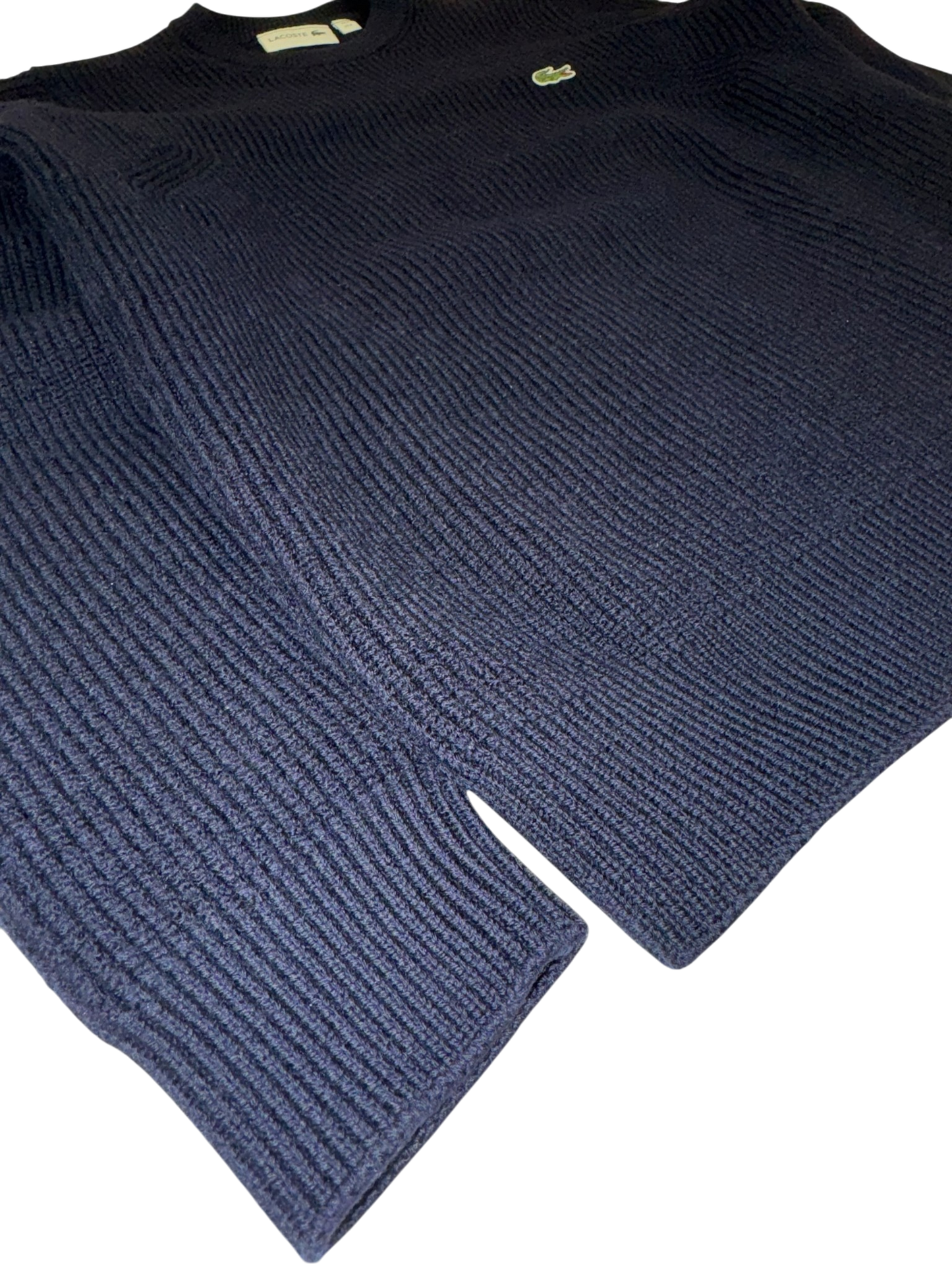 Lacoste Navy Ribbed Knit Sweater
