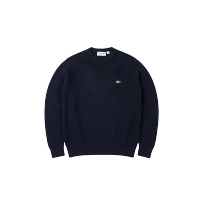 Lacoste Navy Ribbed Knit Sweater