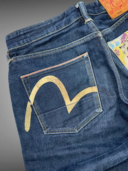 Evisu Tiger Embroidered Straight Jeans