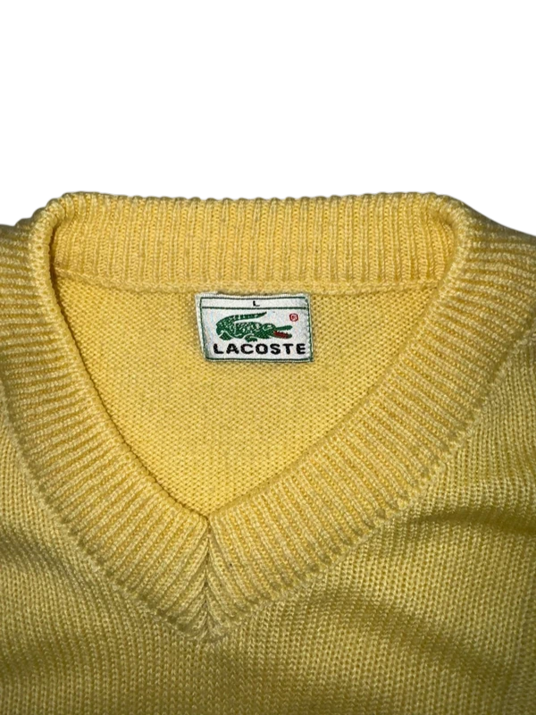 Lacoste Vintage Yellow V-Neck Sweater