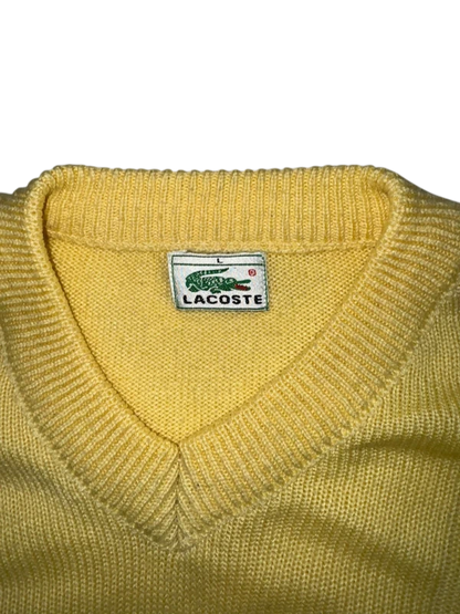 Lacoste Vintage Yellow V-Neck Sweater