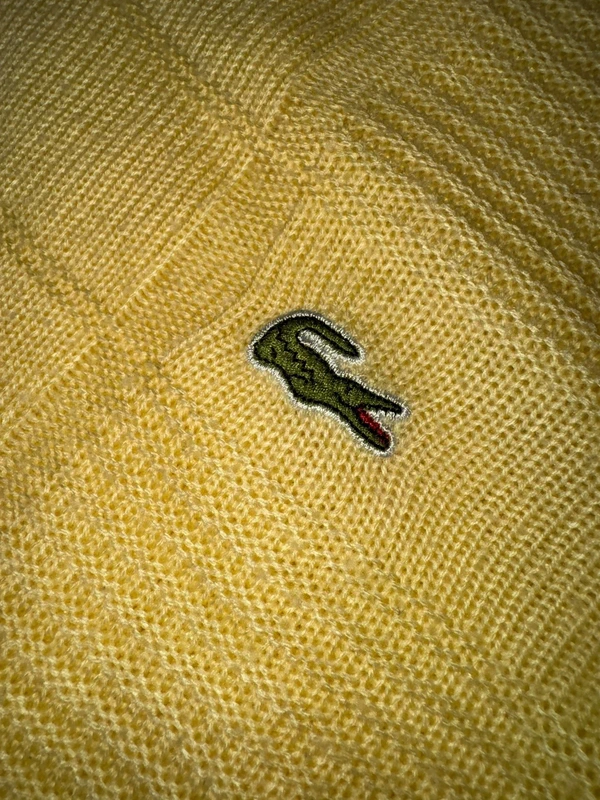 Lacoste Vintage Yellow V-Neck Sweater