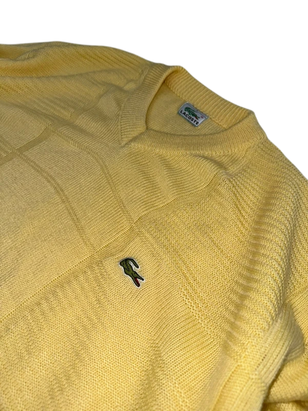 Lacoste Vintage Yellow V-Neck Sweater