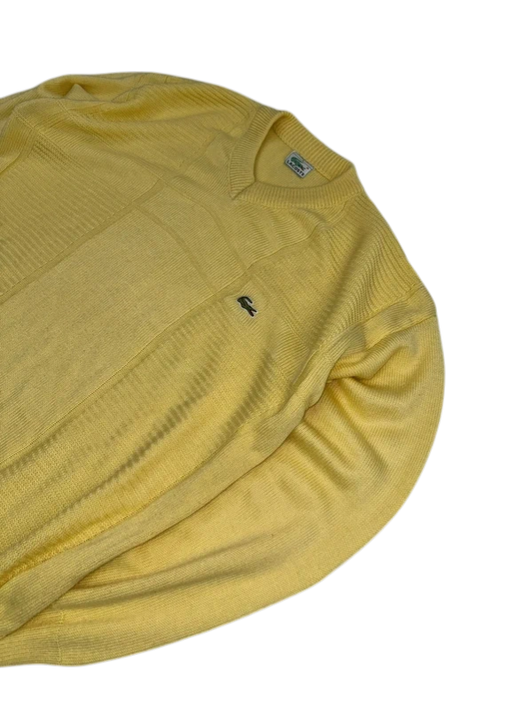 Lacoste Vintage Yellow V-Neck Sweater