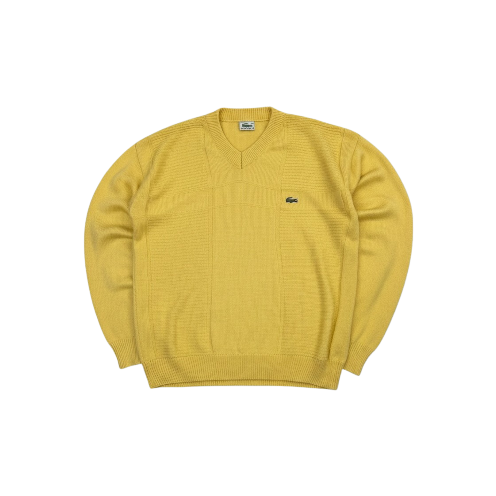 Lacoste Vintage Yellow V-Neck Sweater