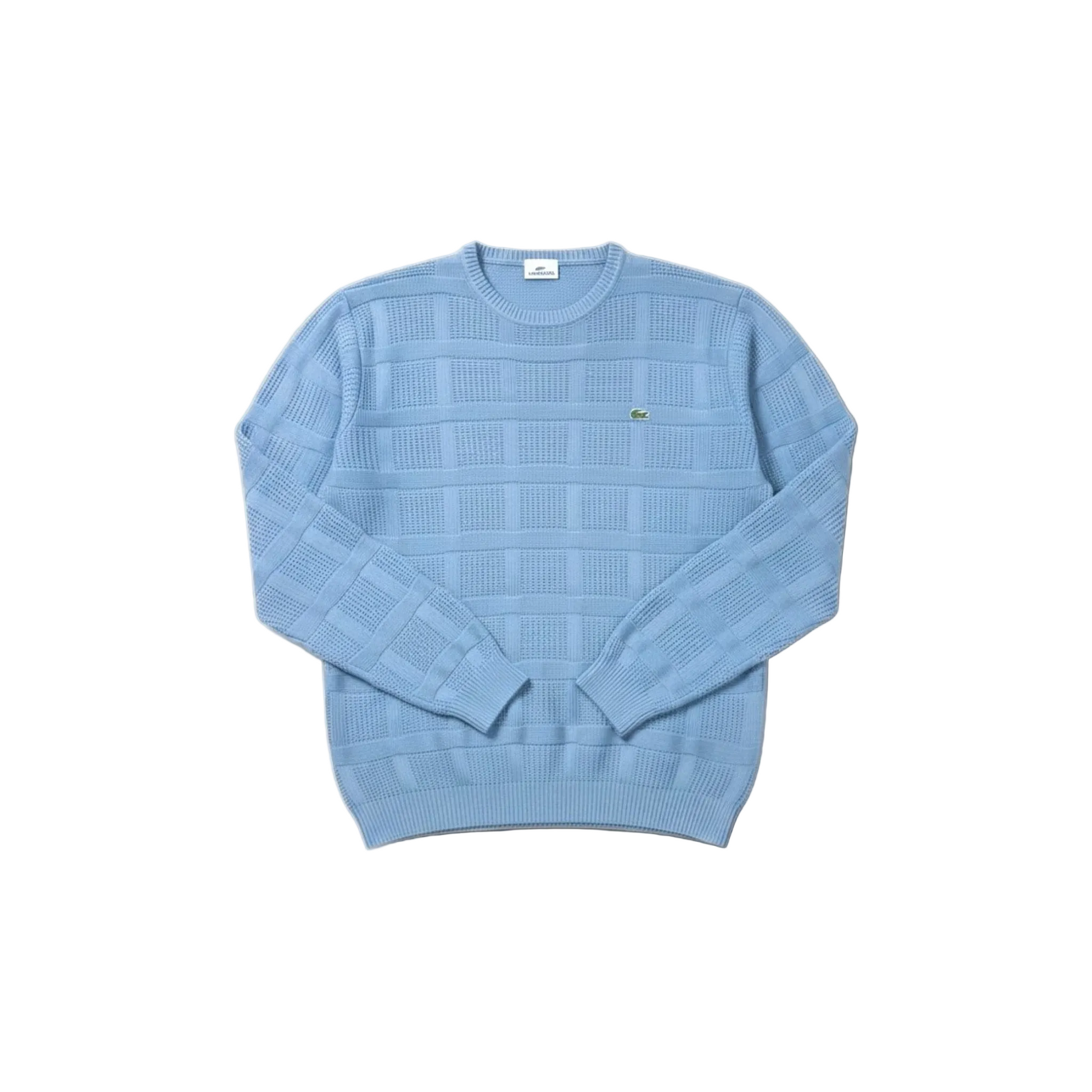 Lacoste Light Blue Checkered Knit Sweater
