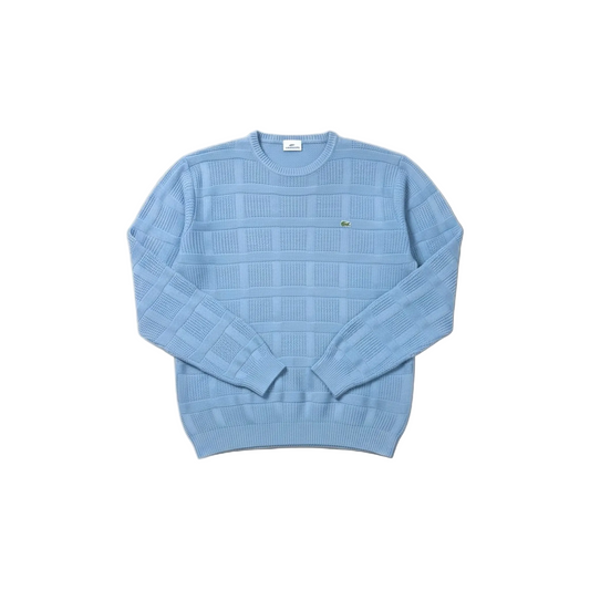 Lacoste Light Blue Checkered Knit Sweater