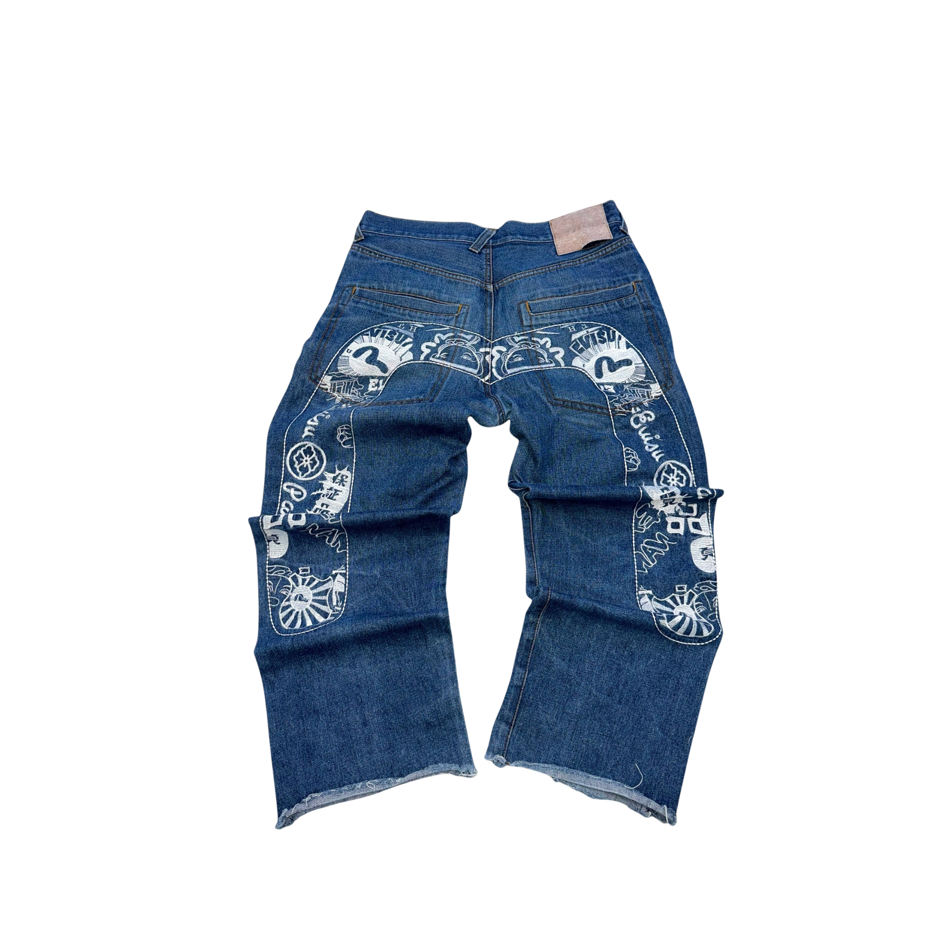 Evisu Graffiti Print Wide Leg Jeans