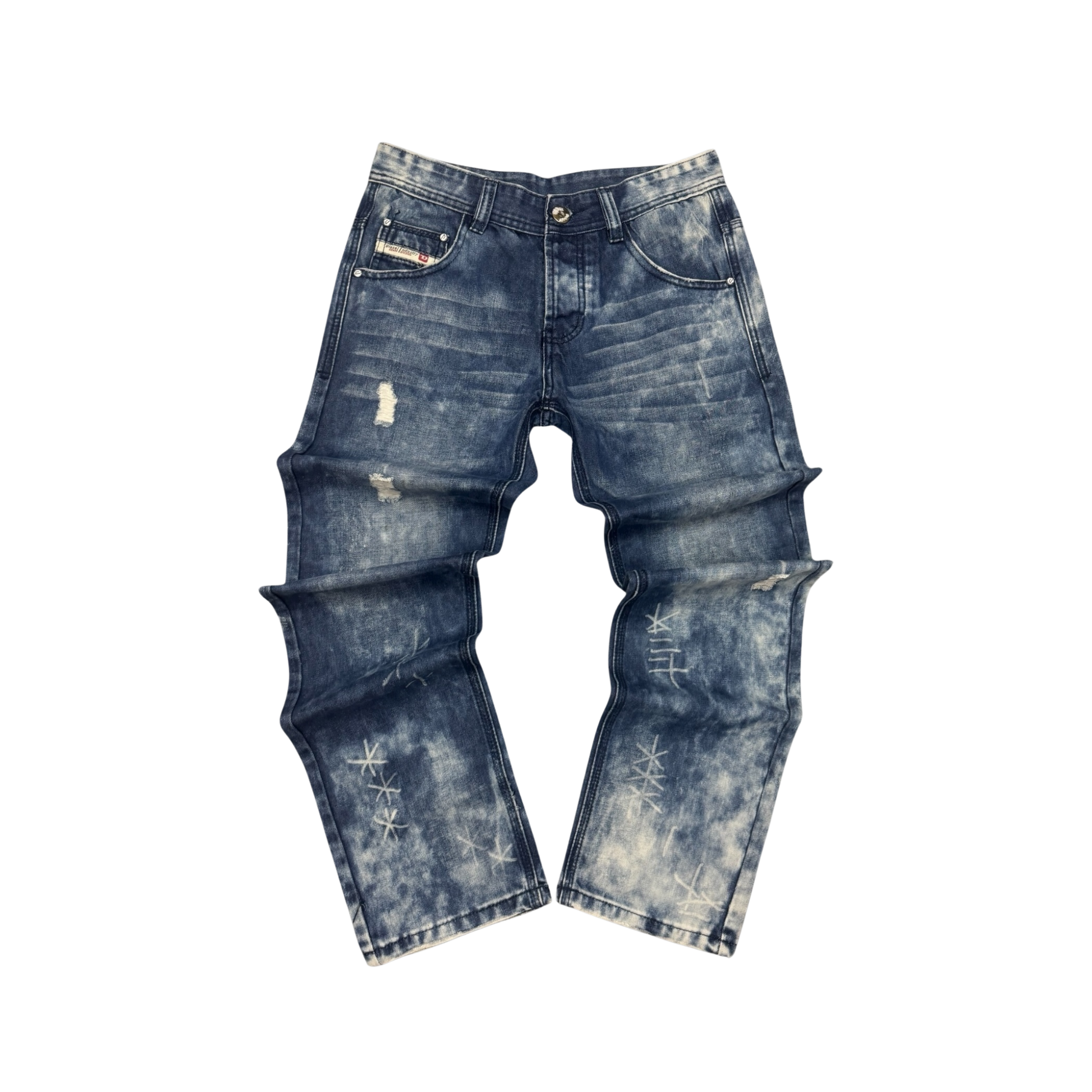 Diesel Front Wide Leg Distressed Jeans