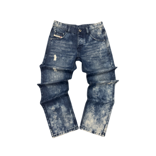 Diesel Front Wide Leg Distressed Jeans