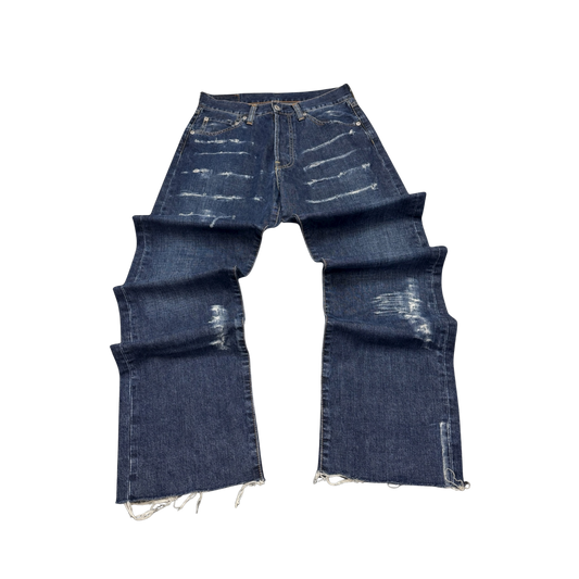 Levi's Heavily Distressed Wide Leg Jeans