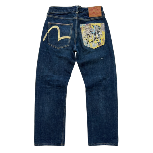 Evisu Tiger Embroidered Straight Jeans