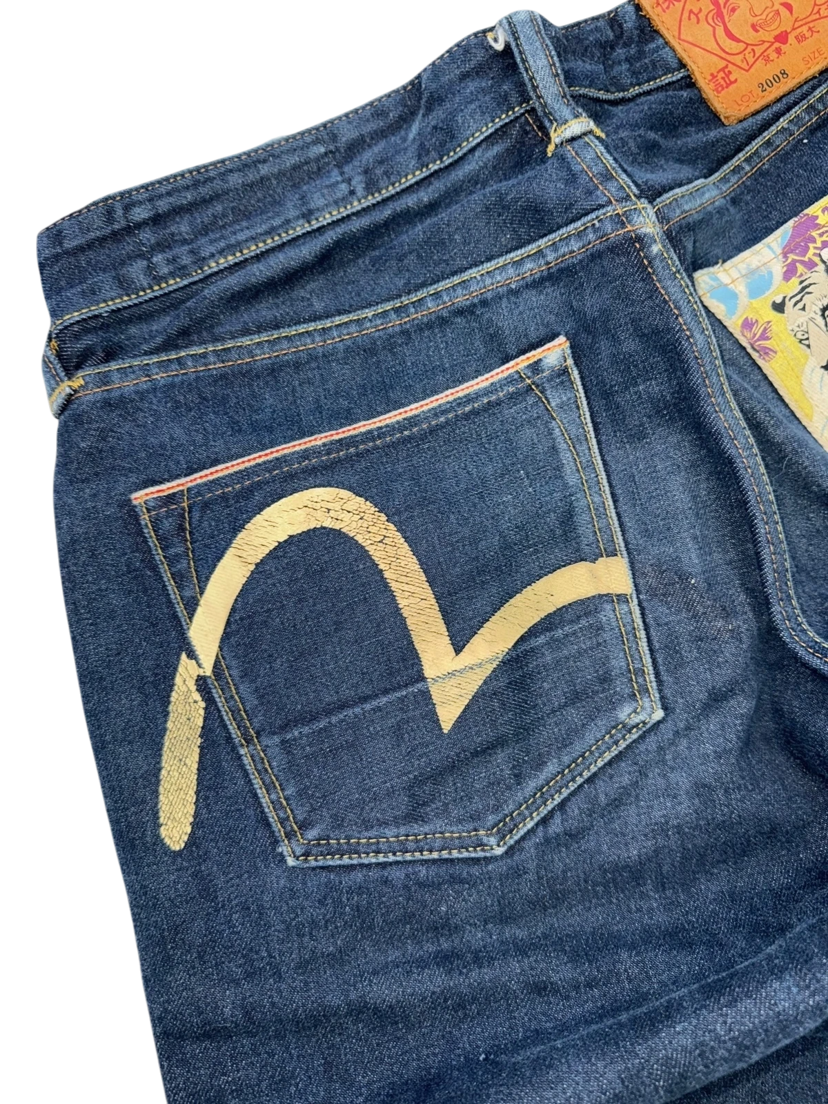 Evisu Painted Seagull Wide Leg Jeans