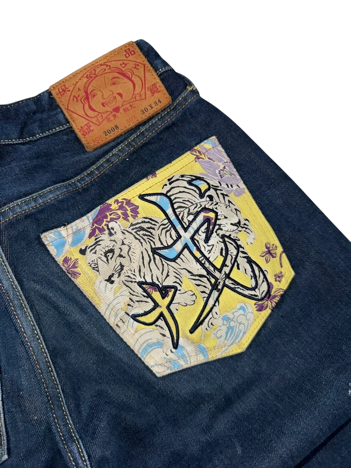 Evisu Painted Seagull Wide Leg Jeans
