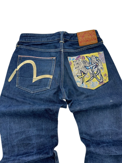 Evisu Painted Seagull Wide Leg Jeans