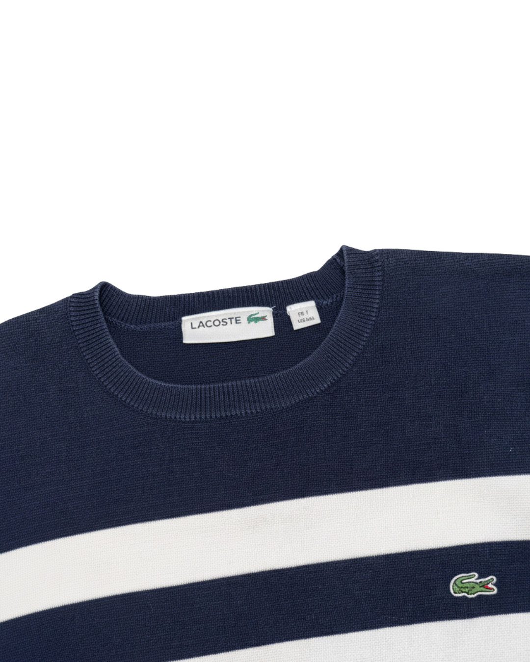 Lacoste Navy White Striped Crewneck Sweater