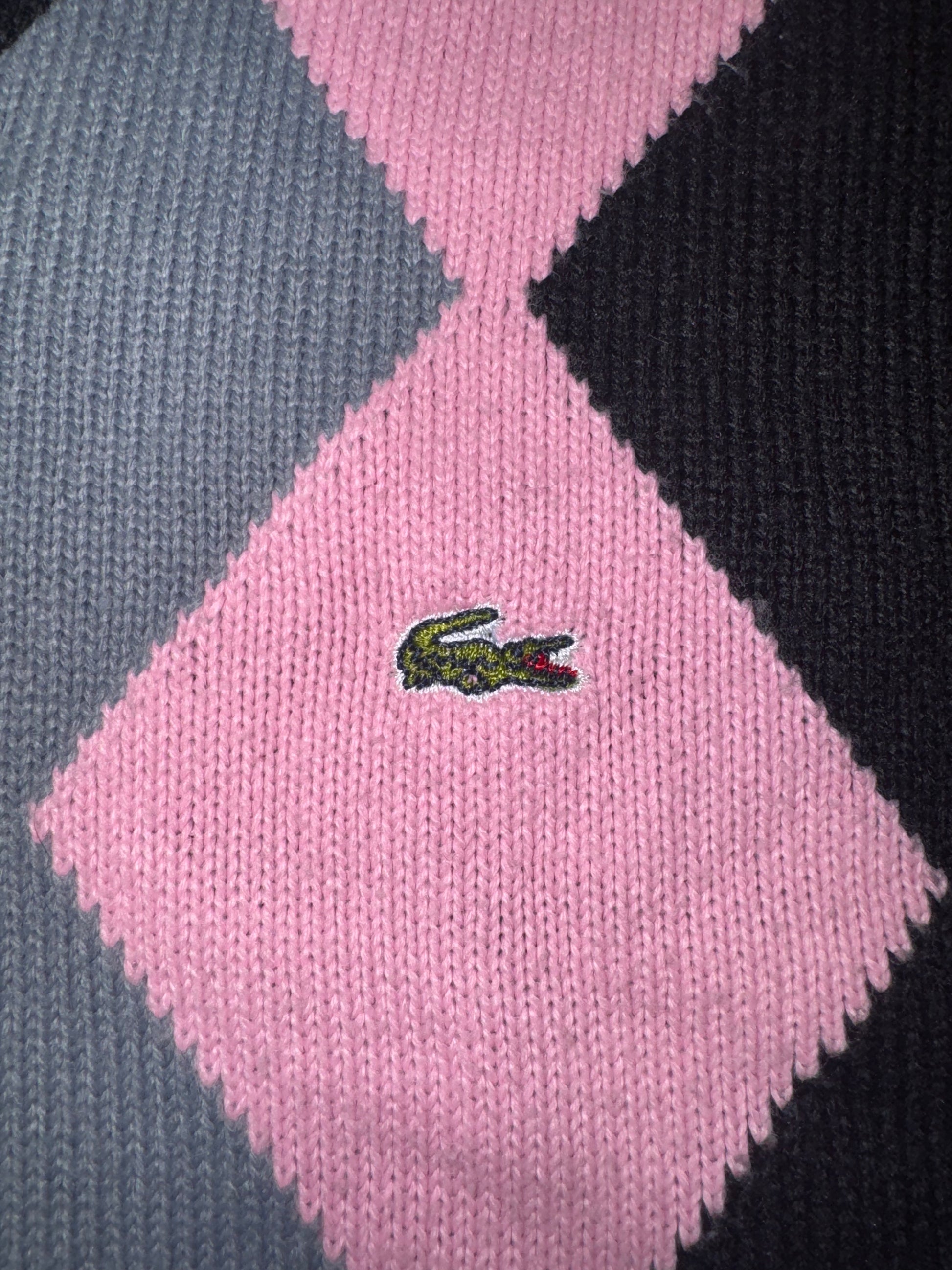 Lacoste Black Argyle V-Neck Sweater – Bild 4