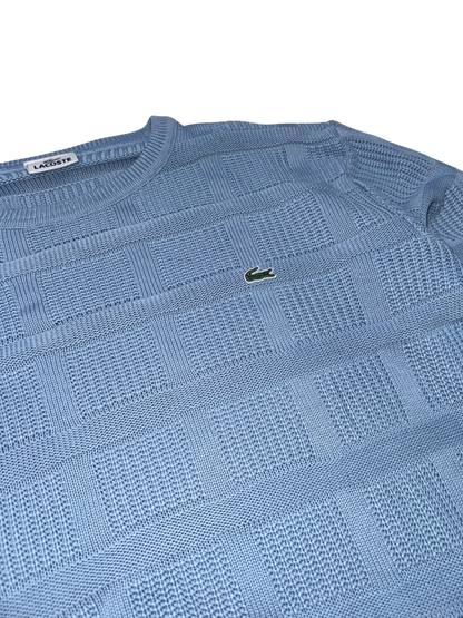 Pull en maille à carreaux bleu clair Lacoste