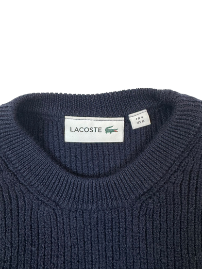 Pull en maille côtelée bleu marine Lacoste